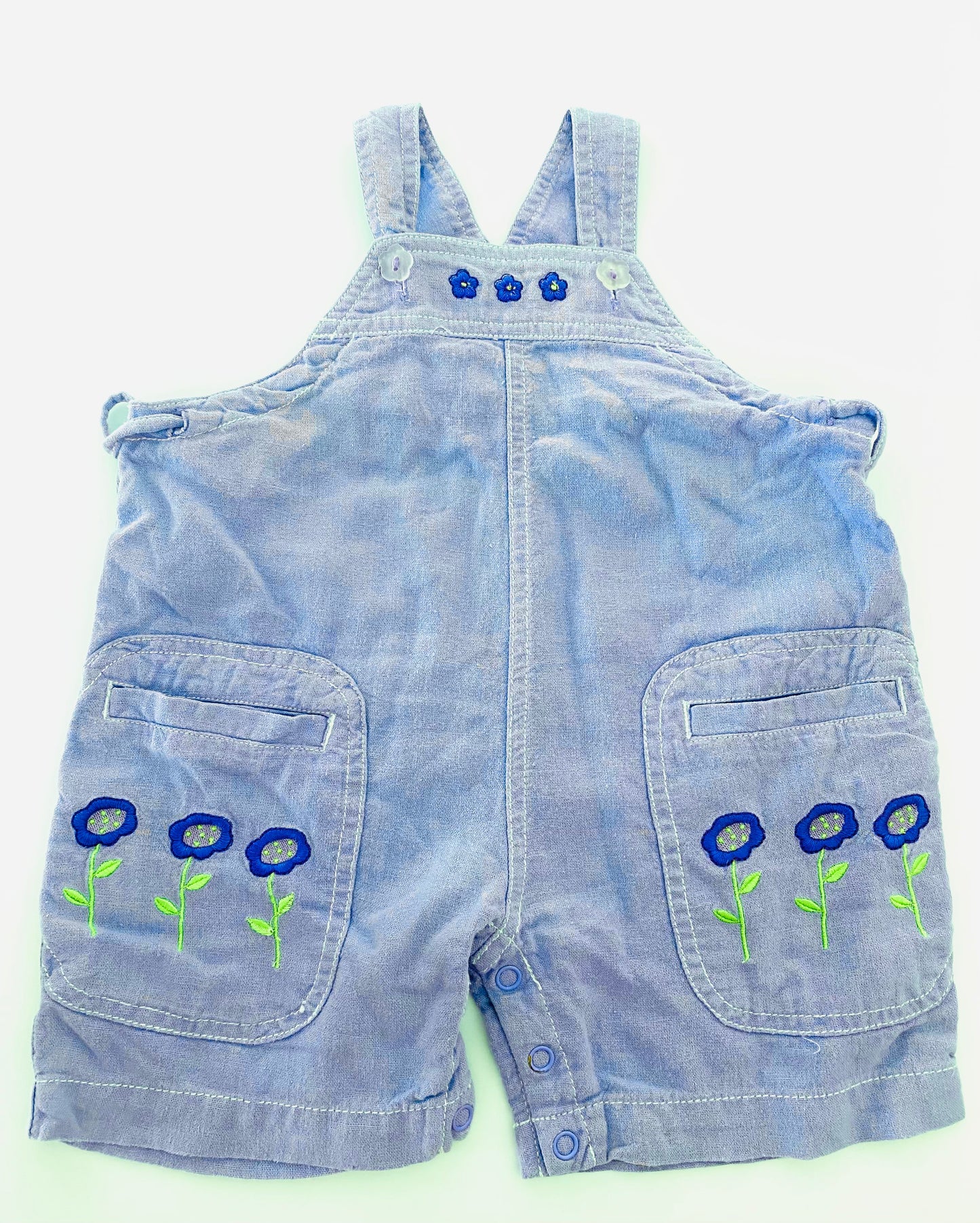 Vintage Pumpkin Patch Linen Shortalls (3-6m)
