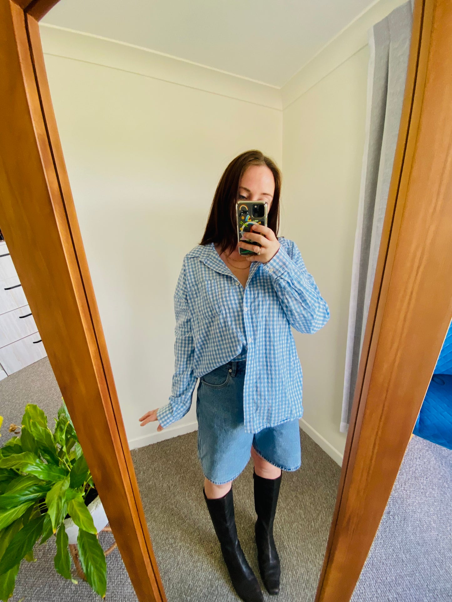 Beginning Boutique Gingham Shirt (L)