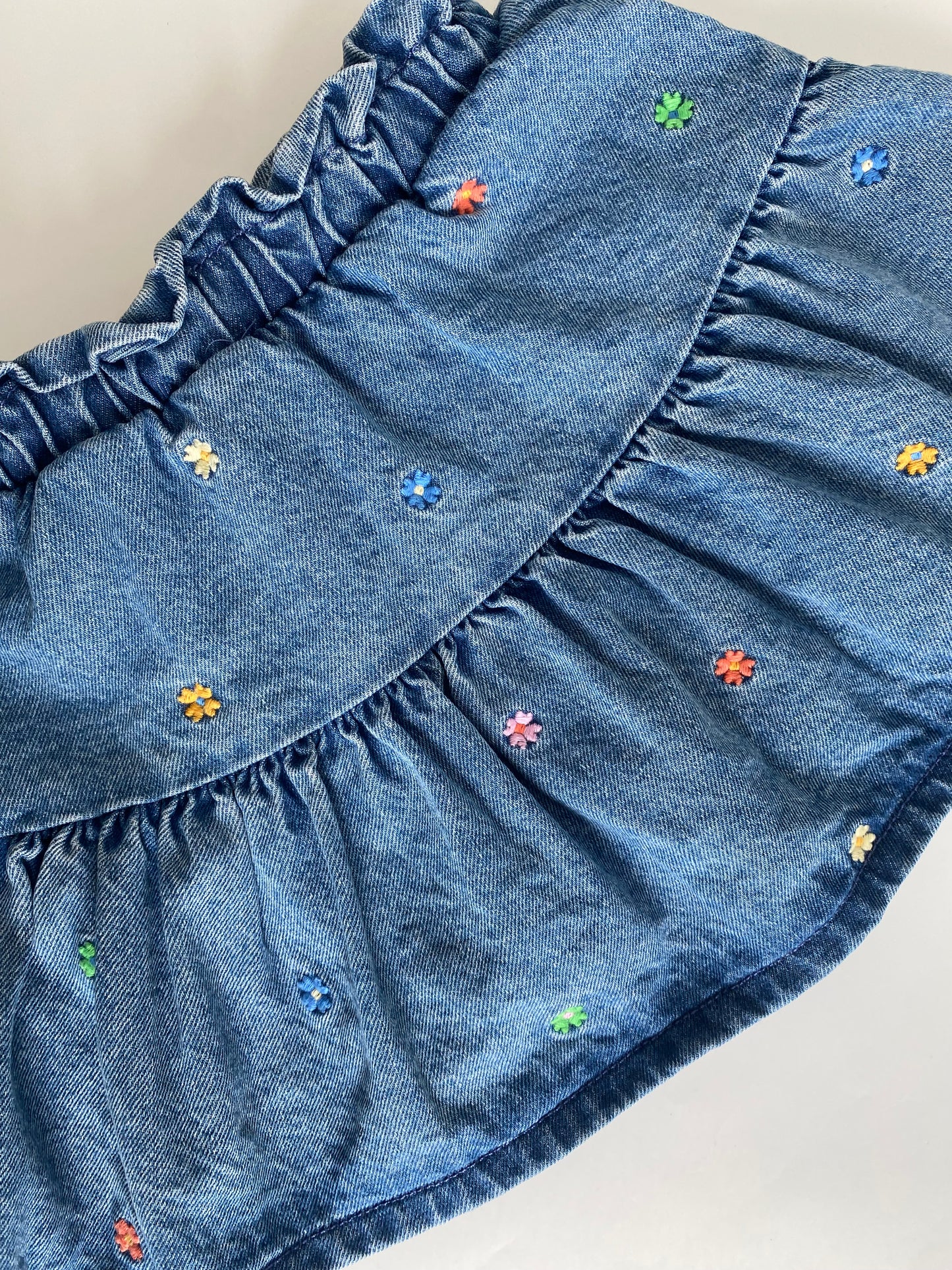 Tier Flowers Denim Skirt (2YR)