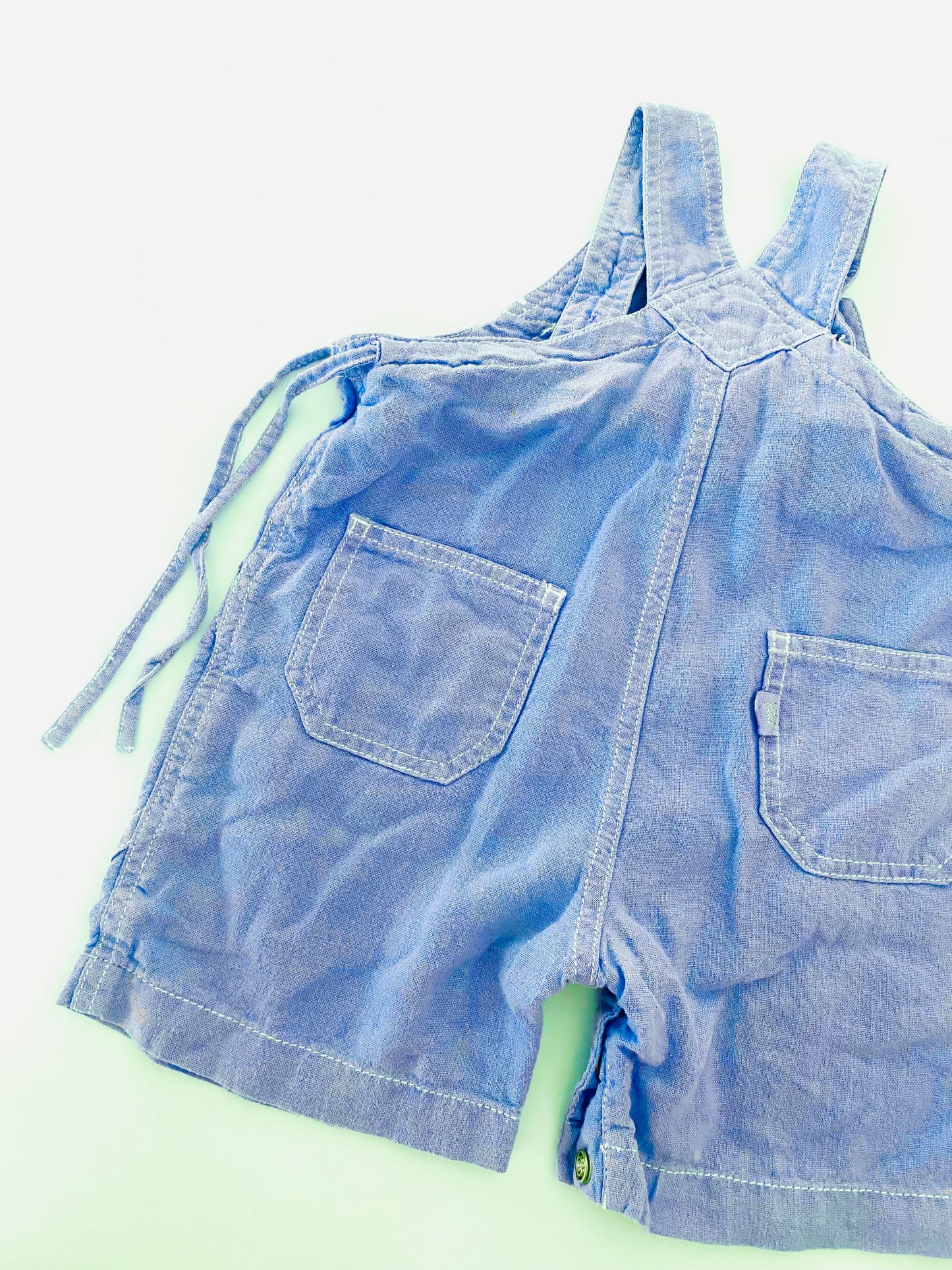 Vintage Pumpkin Patch Linen Shortalls (3-6m)