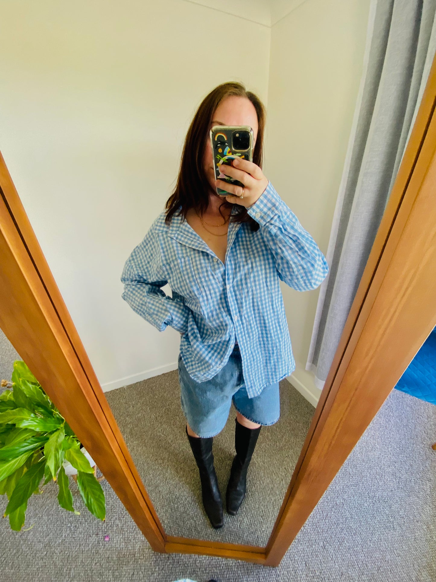 Beginning Boutique Gingham Shirt (L)
