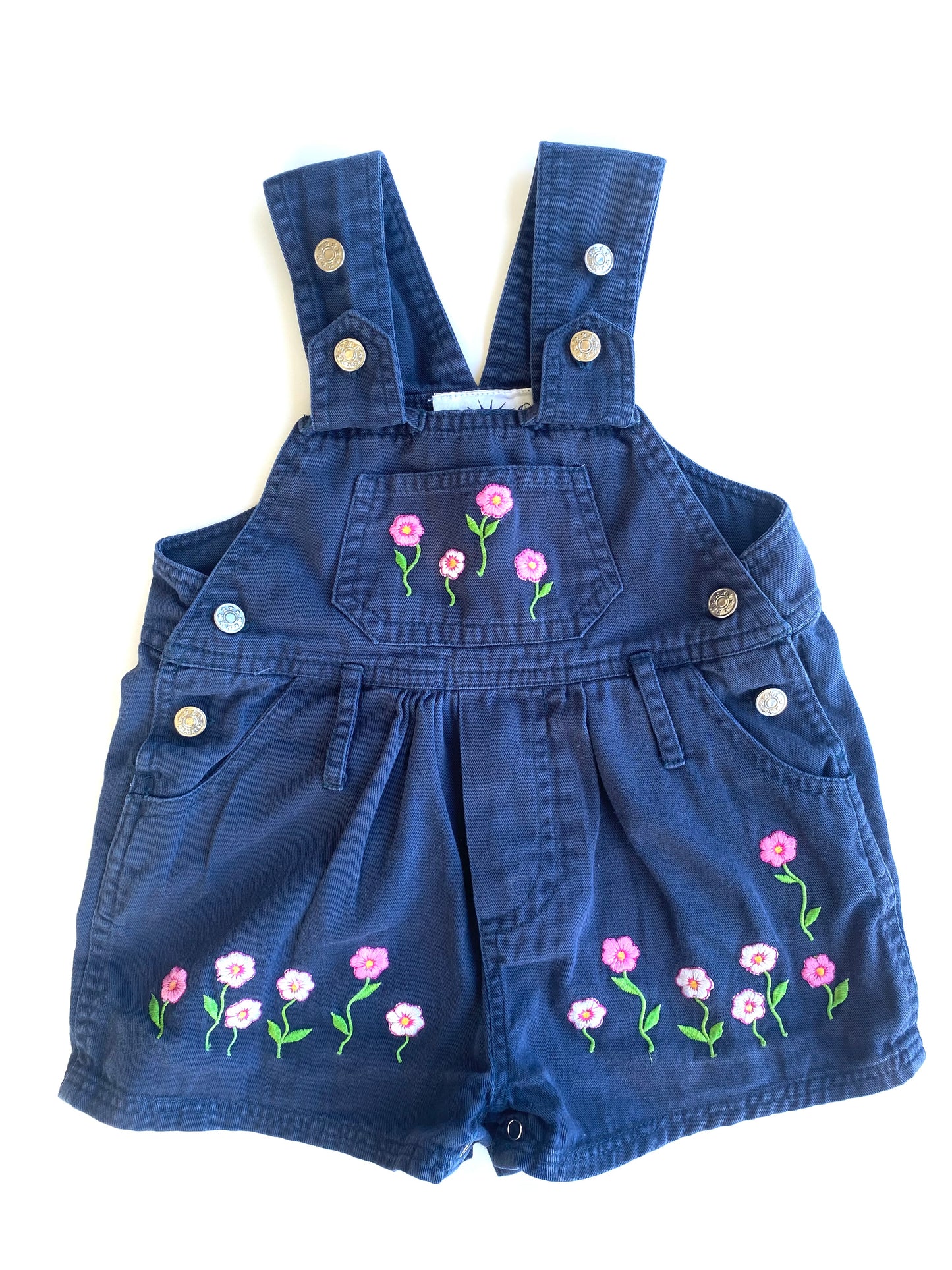 Vintage Jumpstart Flower Embroidered Shortalls (1YR)