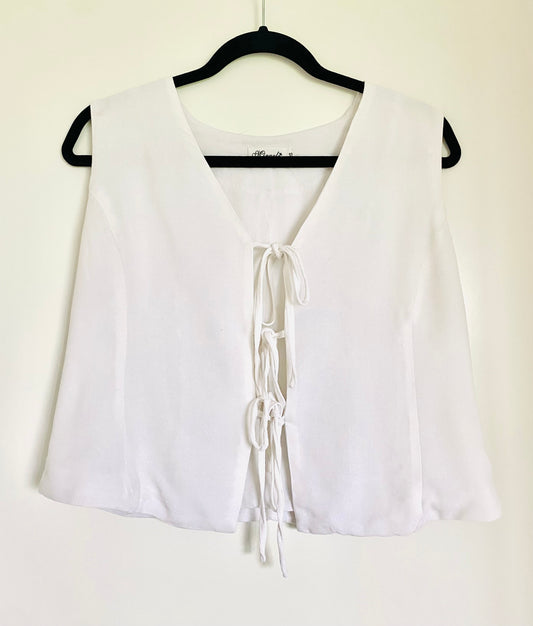 Miracle White Tie Front Top (Size 10)