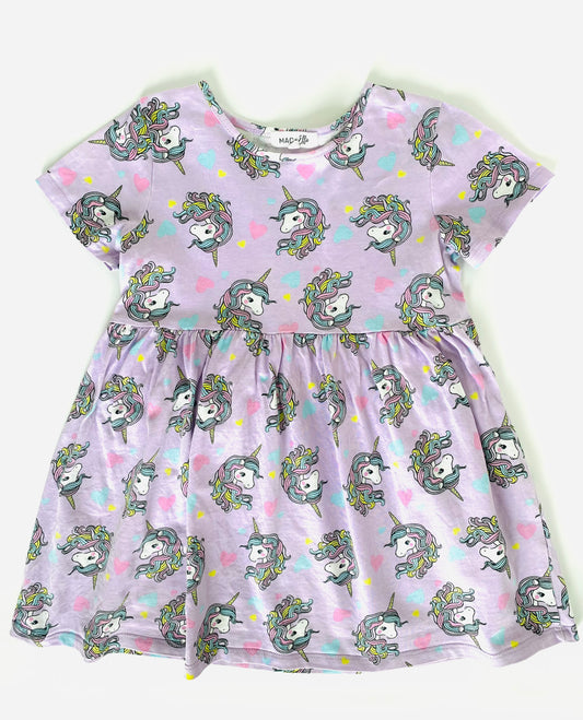 Mac + Ellie Pastel Unicorn Hearts Dress (4YR)