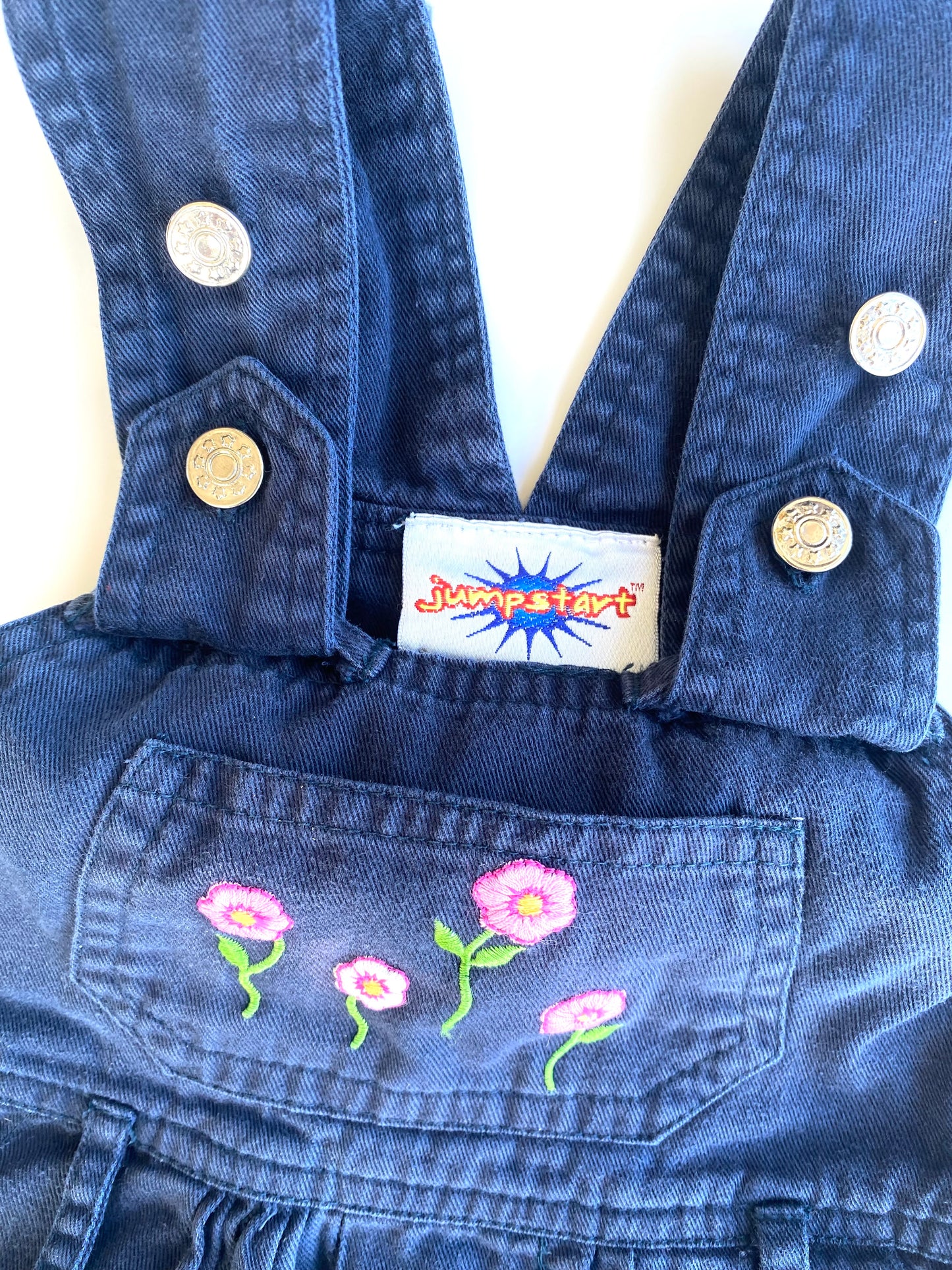 Vintage Jumpstart Flower Embroidered Shortalls (1YR)