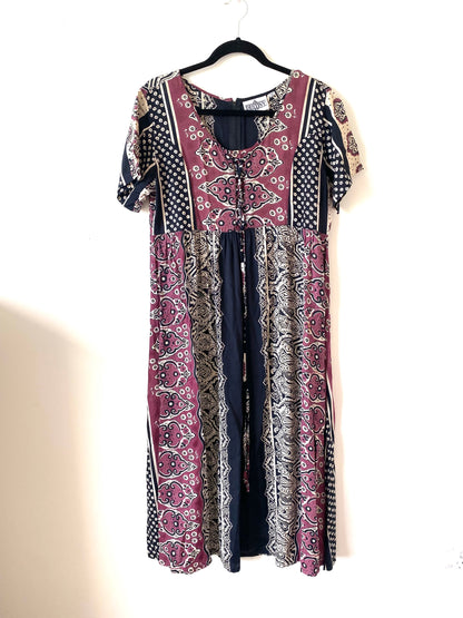 Vintage Daughters of India Style Boho Midi Dress (10/12)