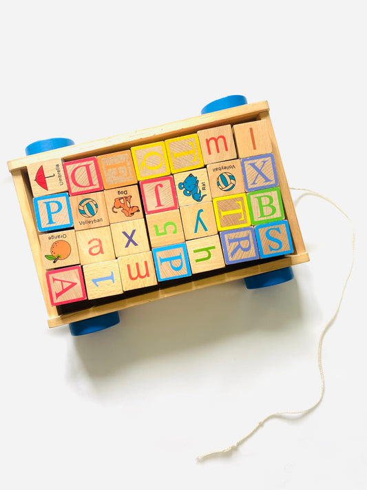 Wooden Alphabet Block Trolley